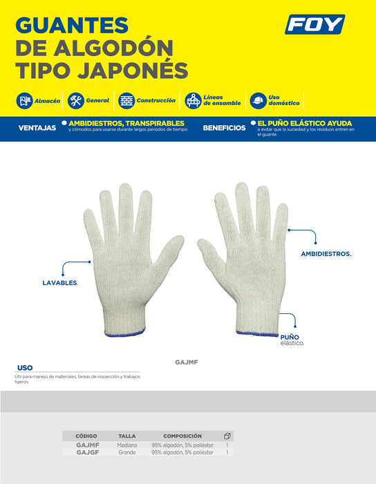 Guantes de algodón tipo japones G Foy