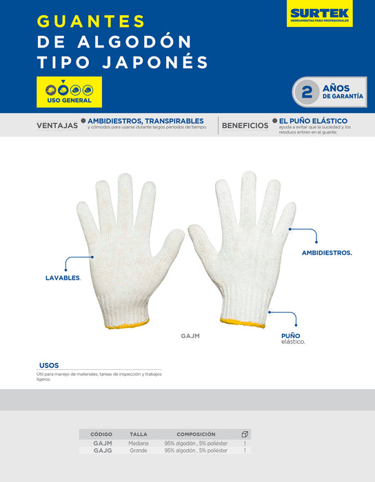 Guantes de algodón tipo japones G Surtek