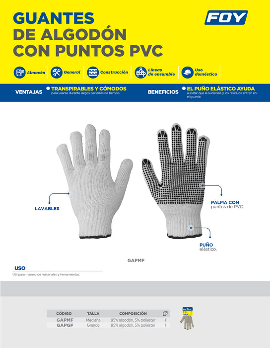 Guantes de algodón con puntos de PVC G Foy