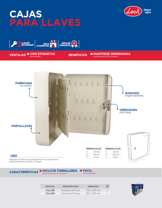 Caja metálica para 36 llaves Lock