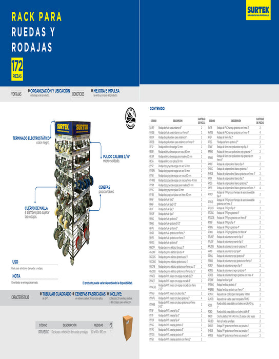 Rack con ruedas y rodajas, 172 piezas Surtek