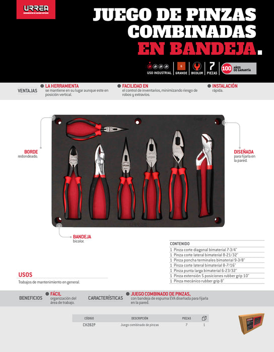 Juego combinado de herramienta 7 piezas, CH282P-C Urrea