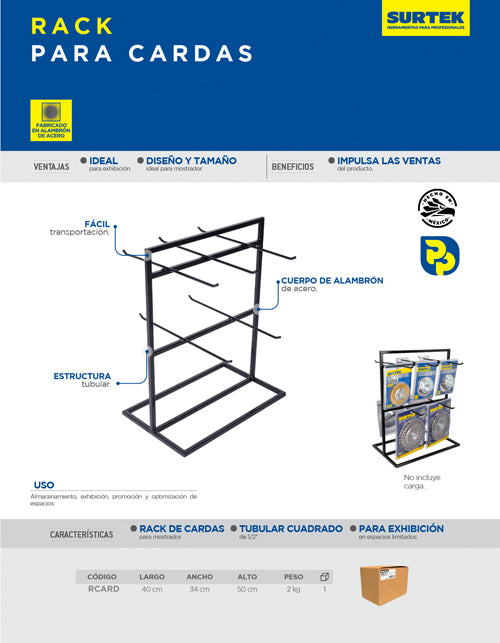 Rack exhibidor de mostrador para varios productos Surtek