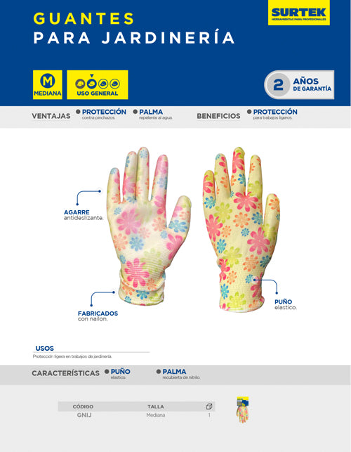 Guantes de nailon para jardinería M Surtek
