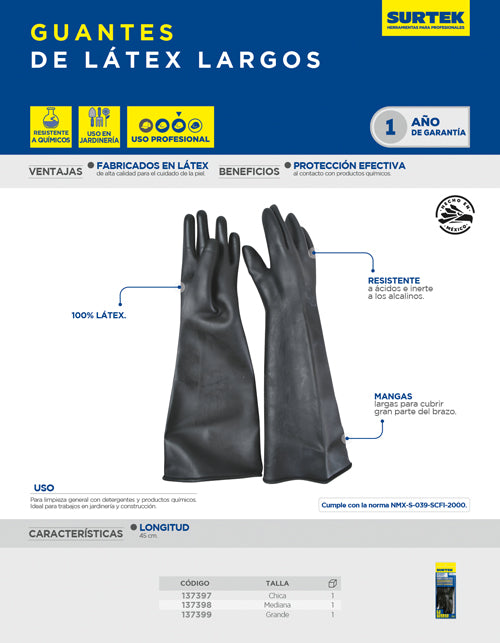 Guantes largos de látex CH Surtek