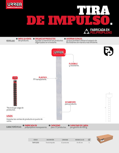 Tira de impulso Urrea de polipropileno 95 x 8 cm Urrea
