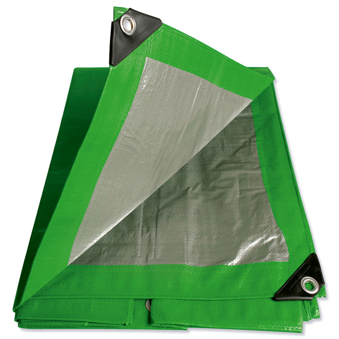 Lona de polietileno color verde con fondo plata, 4.26 x 5.48 m Foy