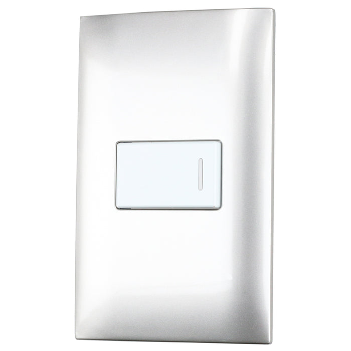 Placa 1 Interruptor 1/3, línea Americana, color plata Surtek