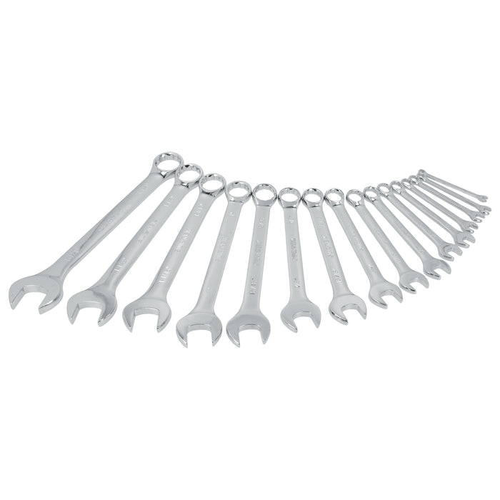 Juego de llaves combinadas pulido espejo en pulgadas, 12 puntas, 16 piezas en estuche Surtek