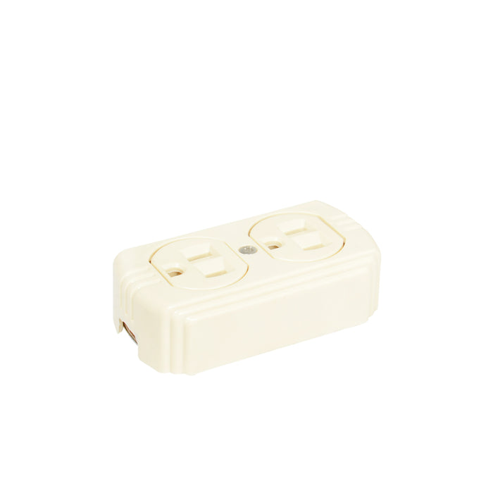 Contacto doble superficie aterrizado, línea de sobreponer, color marfil Surtek