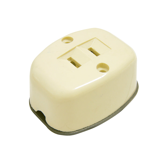 Contacto sencillo visible polarizado ovalado, línea de sobreponer, color marfil Surtek