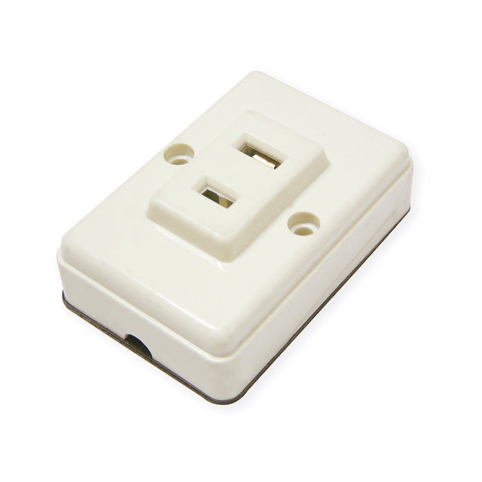 Contacto sencillo visible polarizado cuadrado, línea de sobreponer, color marfil Surtek