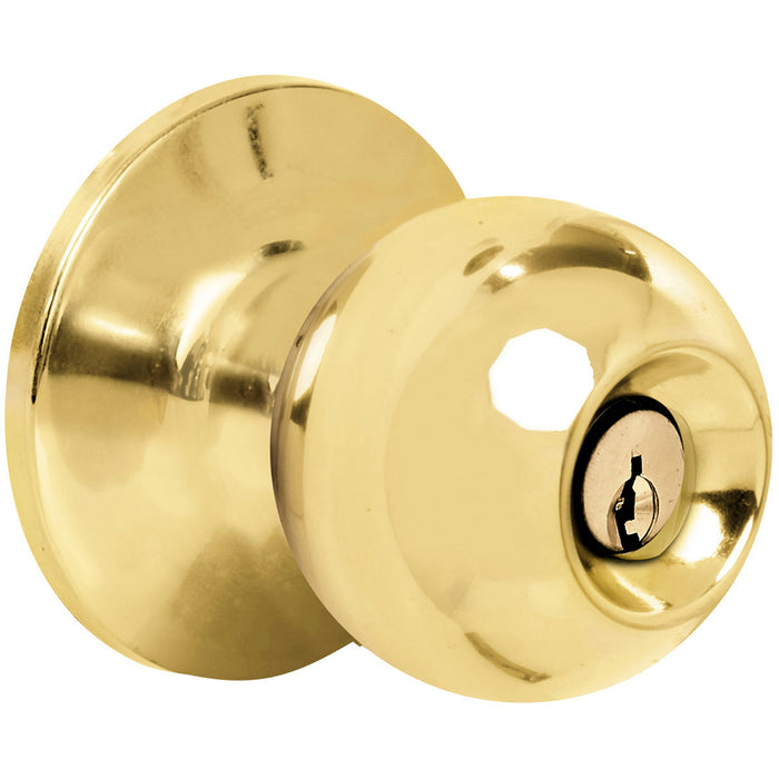 Pomo cilíndrico bola función entrada, latón brillante, llave estándar, blíster Prolok