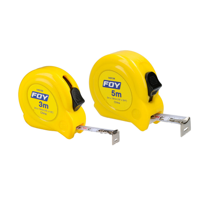 Flexómetro con carcasa de plástico amarillo 3 m x 1/2" Foy