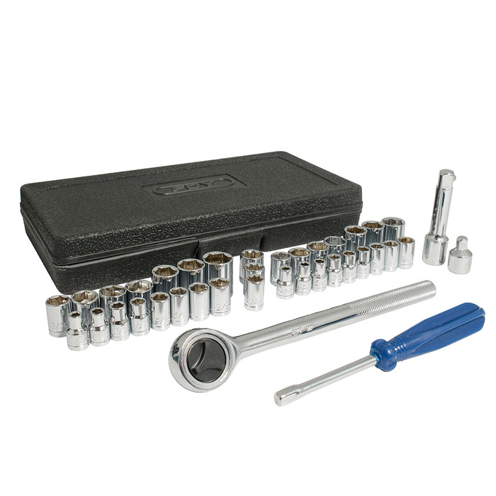 Juego combinado de herramienta 38 piezas, con estuche plástico Foy