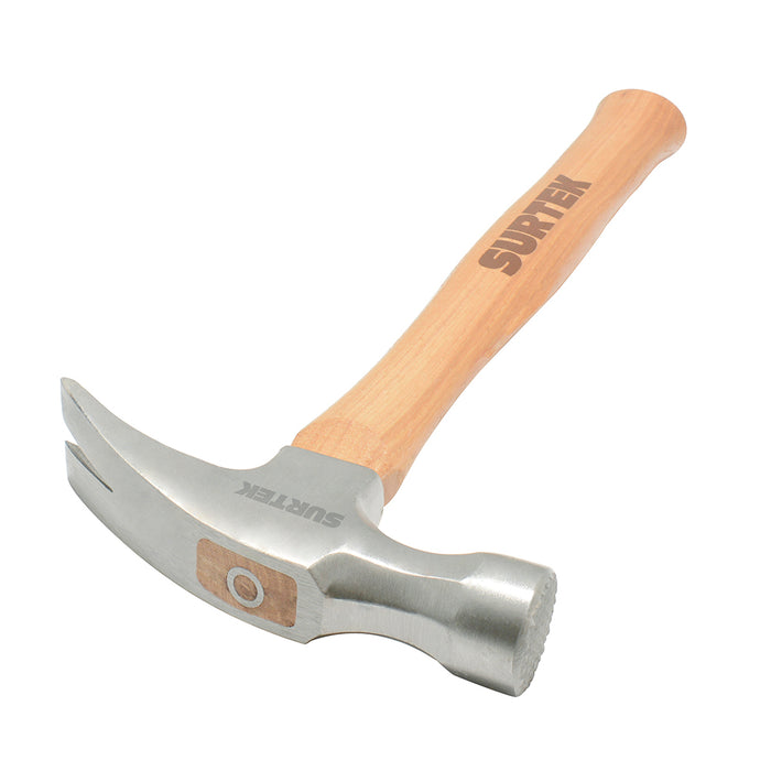 Martillo de uña recta con cabeza fresada con mango de madera de 16", 24 oz Surtek