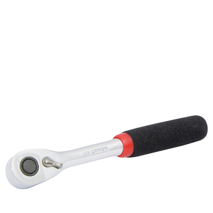 Matraca reversible con mango rubber grip, quick release, para dado cuadro de 1/4" Urrea