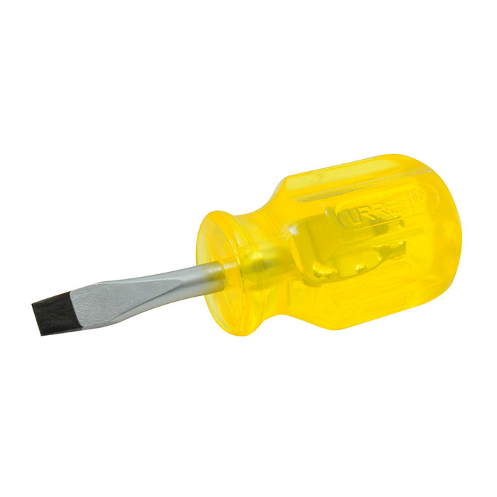 Destornillador con mango ámbar, punta plana tipo trompo barra redonda 1/4" x 1-1/2" Urrea