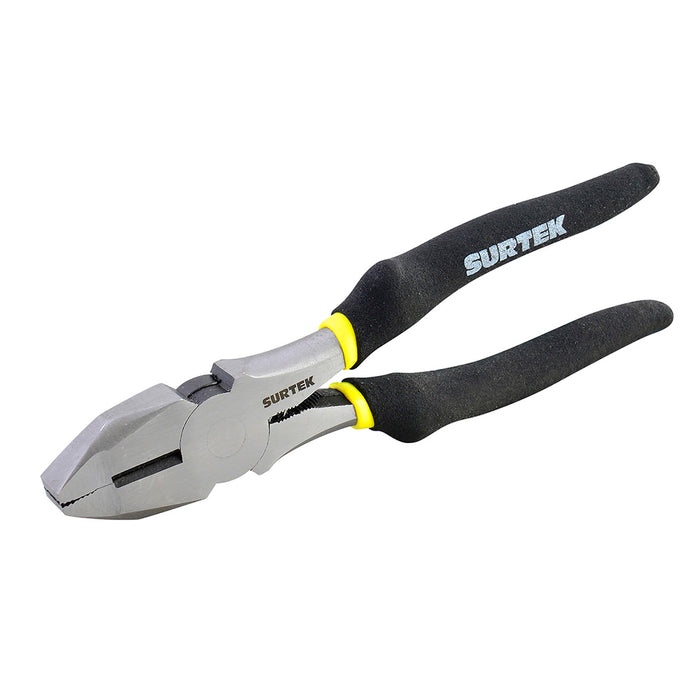 Pinza para electricista con mango rubber grip de 9" corte lateral nariz cuadrada Surtek