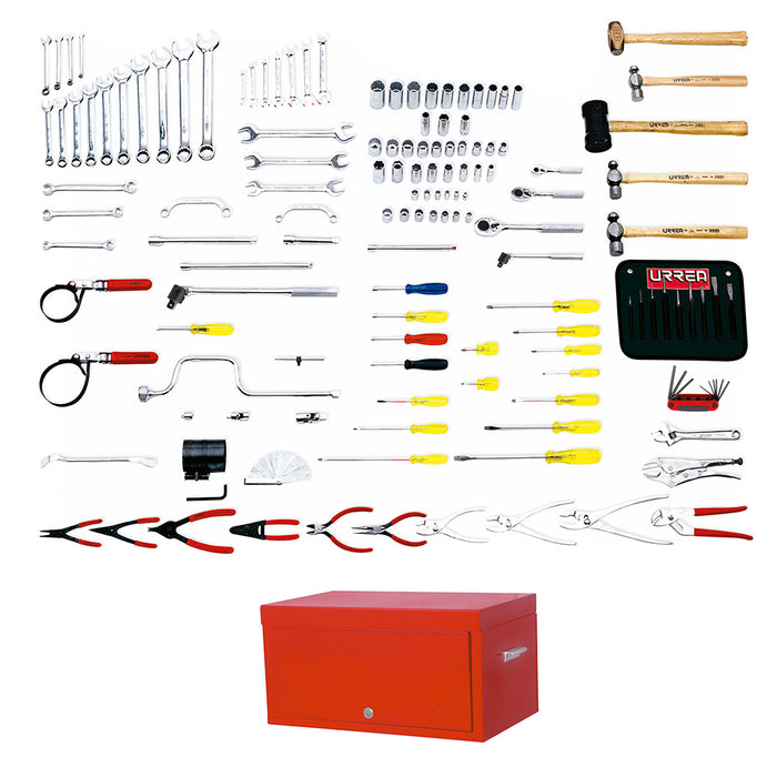 Juego maestro automotriz en pulgadas 137 piezas, con gabinete 9992 Urrea