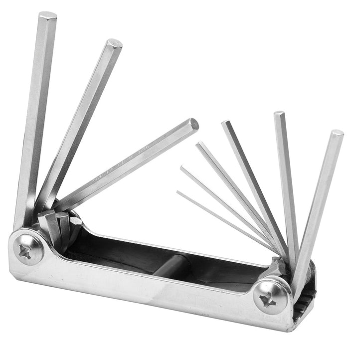 Juego de llaves hexagonales tipo navajas métricas 1.3 a 6 mm estuche metálico, 9 pz Surtek