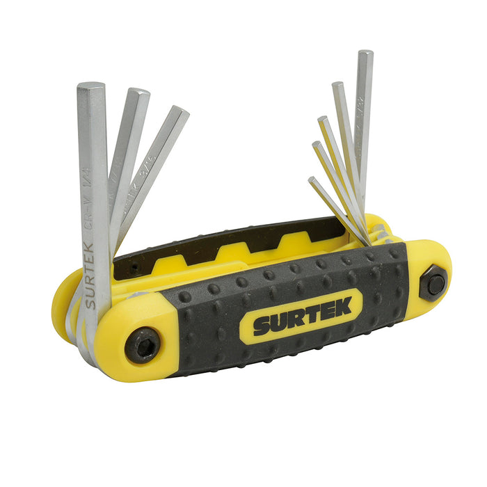 Juego de llaves hexagonales tipo navaja en pulgadas estuche bimaterial, 8 pz Surtek