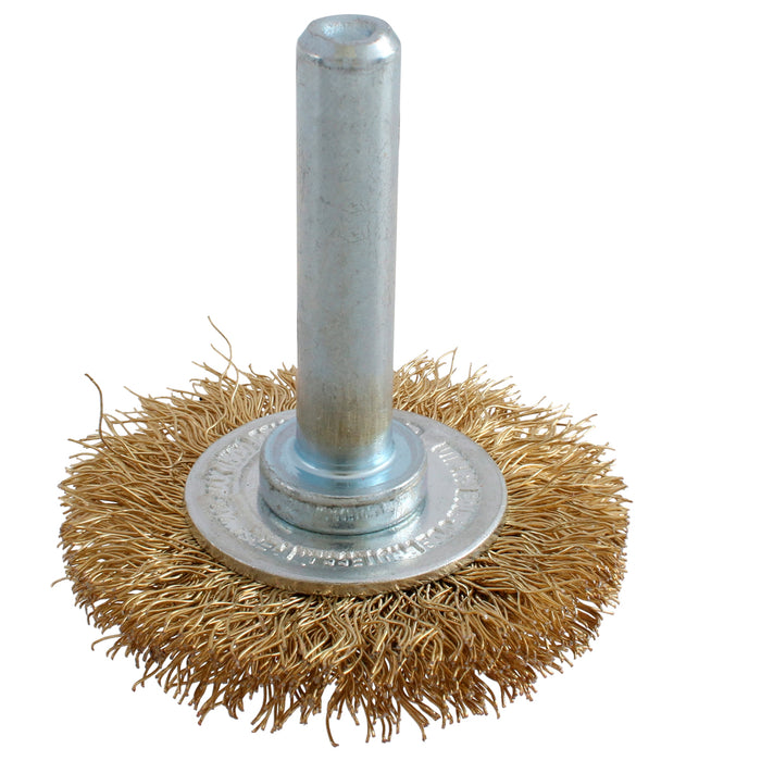 Carda circular ondulada alambre delgado 4" x 0.30 mm con zanco 1/4" Urrea