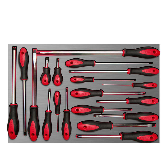 Juego de destornilladores mango bimaterial varias puntas 19 piezas, CH307L-C Urrea