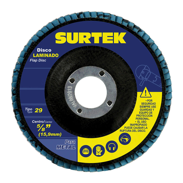 Disco laminado tipo 29 grano 60, 4-1/2" Surtek