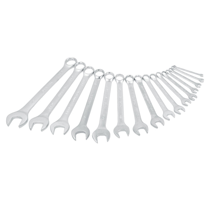 Juego de llaves combinadas satinadas en pulgadas, 12 puntas, 16 piezas en estuche Surtek