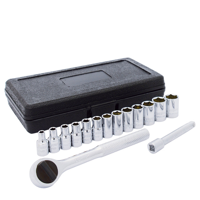 Juego de dados y accesorios cuadro de 1/4" combinado, 15 piezas Surtek