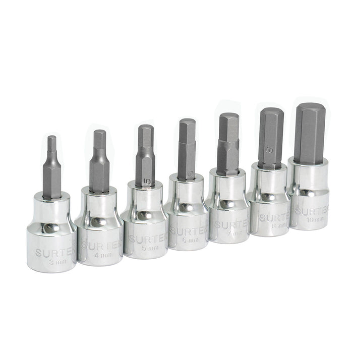 Juego de dados punta hexagonal cuadro de 3/8", métricos, 7 piezas Surtek