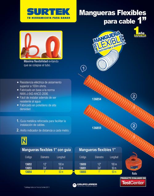 Manguera flexible para cable, reforzada 3/4" 50 m Surtek