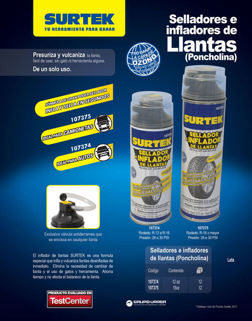 Sellador de llantas 377 ml Surtek