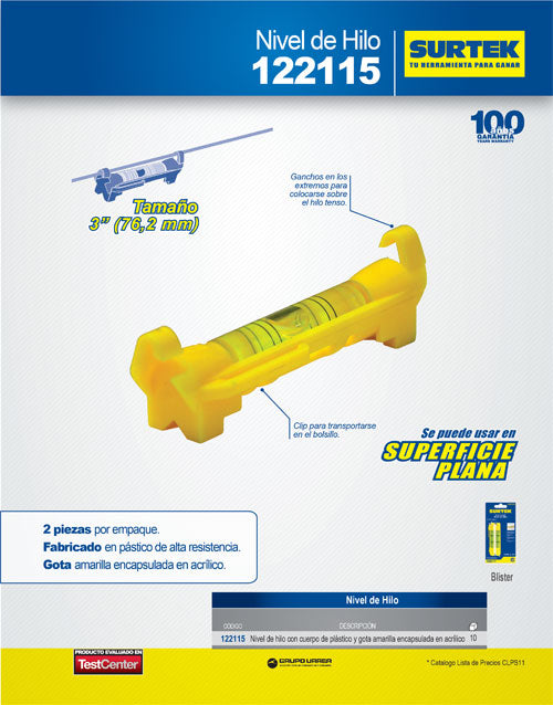 Juego de niveles de hilo 3", 2 piezas Surtek