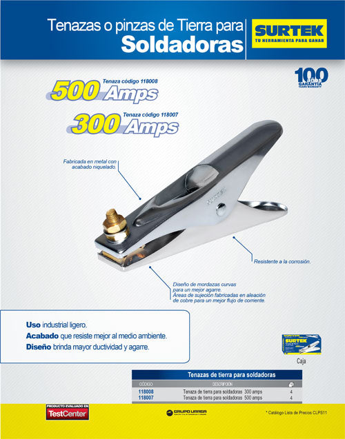 Tenaza para tierra 500 A Surtek