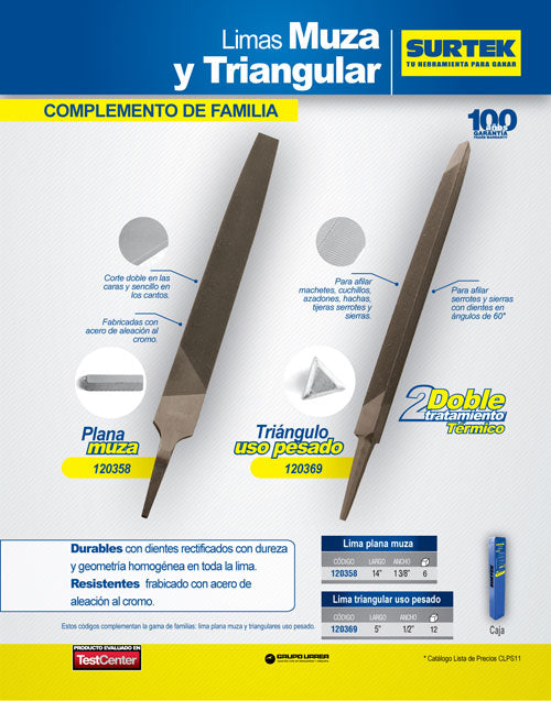 Lima triangular 5" Surtek