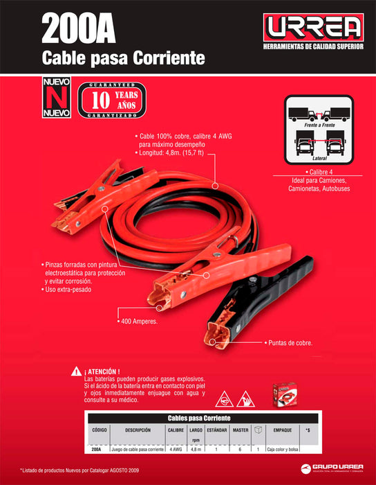 Cables pasa corriente, 4.8 m Urrea