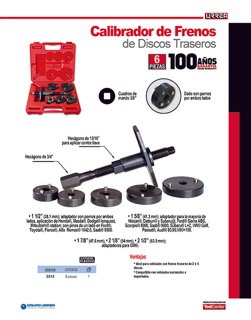 Juego de calibrador de frenos de discos traseros, 6 piezas Urrea