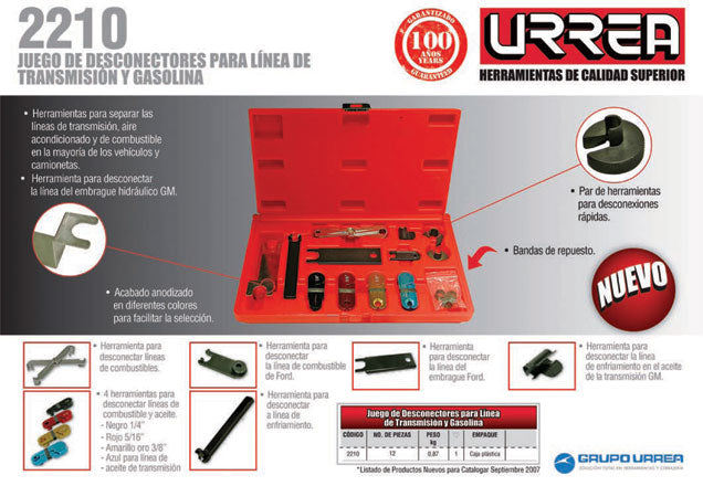 Juego desconectores para líneas de combustible, 12 piezas Urrea