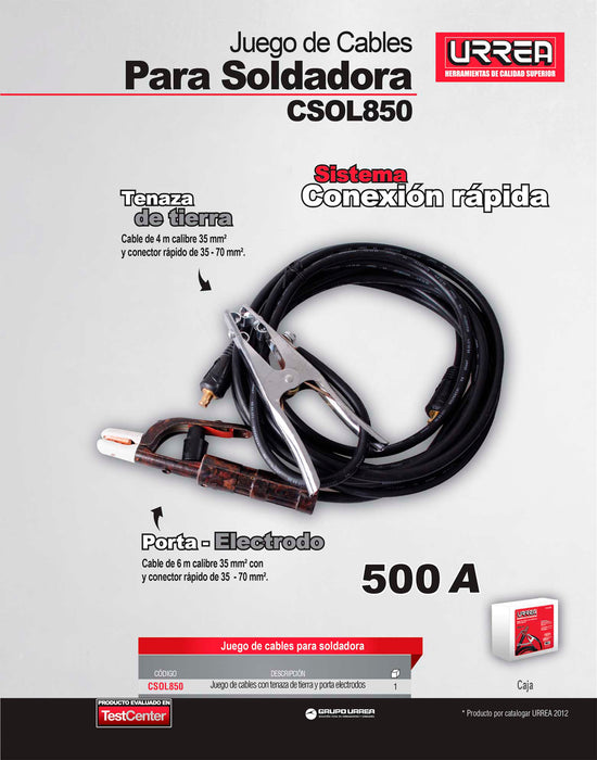 Juego de cables para soldadora 500 A, 6 m Urrea