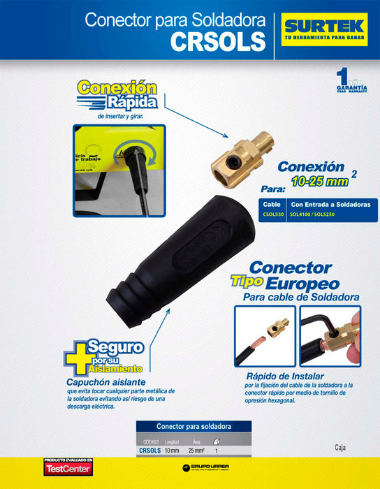Conector para soldadora 10 - 25 mm2 Surtek