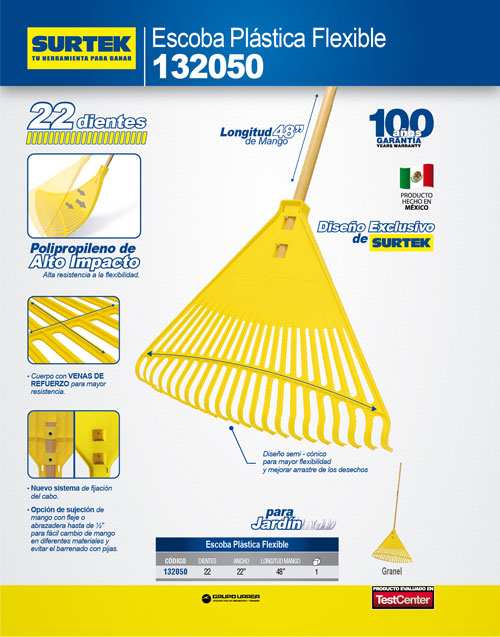 Escoba plástica de 22 dientes Surtek