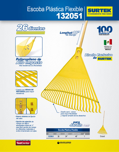Escoba plástica de 26 dientes Surtek