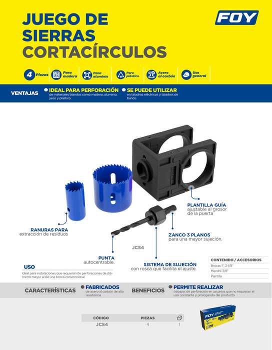 Juego de sierras cortaciruclos, 4 piezas Foy