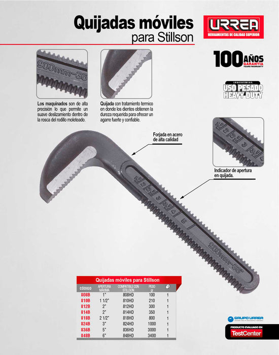 Repuesto de quijada móvil para llave Stillson 814HD, 814A Urrea