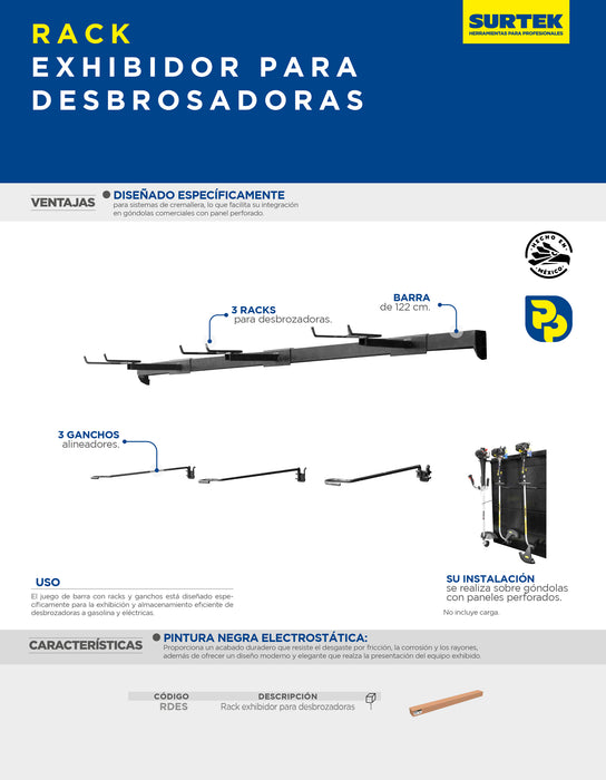 Rack despachador para desbrozadoras 123 x 11 x 8 cm Urrea