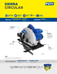 Sierra circular 7-1/4" 1,200 W 120 V , 0 - 4,500 RPM Foy