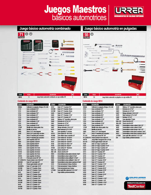Juego combinado automotriz para mantenimiento 71 piezas, con caja D6 Urrea