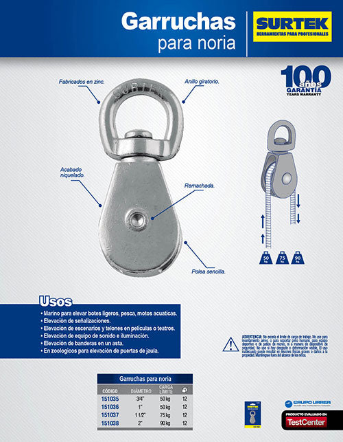 Garrucha para noria de 1-1/2" Surtek